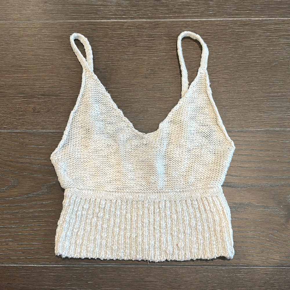Knit Cream Crop Bra Top